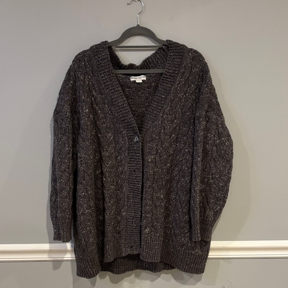 Ava & Viv Charcoal Gray Cardigan Sweater